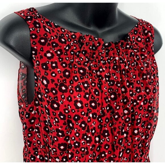 Anne Klein Midi Dress Size 6 Barn Red Combo Sleeveless Shift Side Zip Women New - Picture 3 of 11